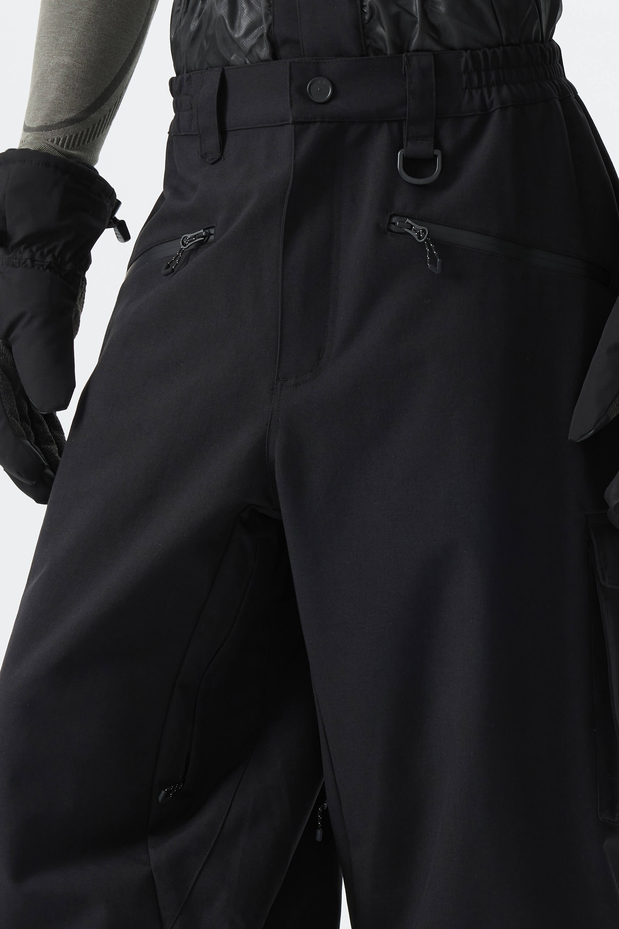 Men's Black Thermal Waterproof Utility Cargo Baggy Snow Pants