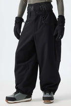 Men's Black Thermal Waterproof Utility Cargo Baggy Snow Pants