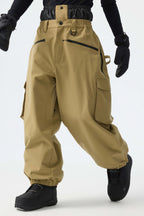 Men's Black Thermal Waterproof Utility Cargo Baggy Snow Pants